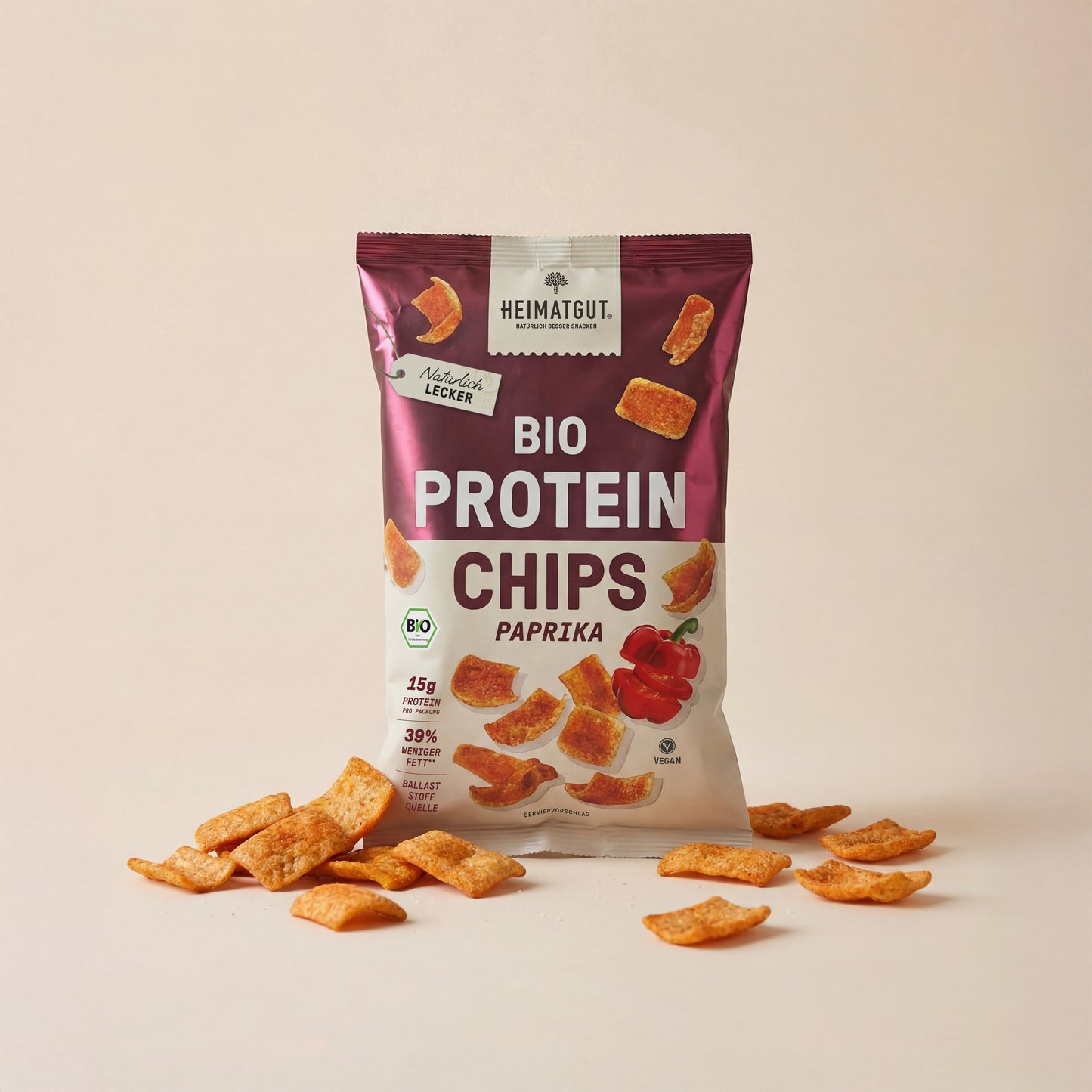 Bio Protein Chips Paprika - Heimatgut® 100% Natürliche Snacks – Bio, Vegan, Frei von Zusatzstoffen