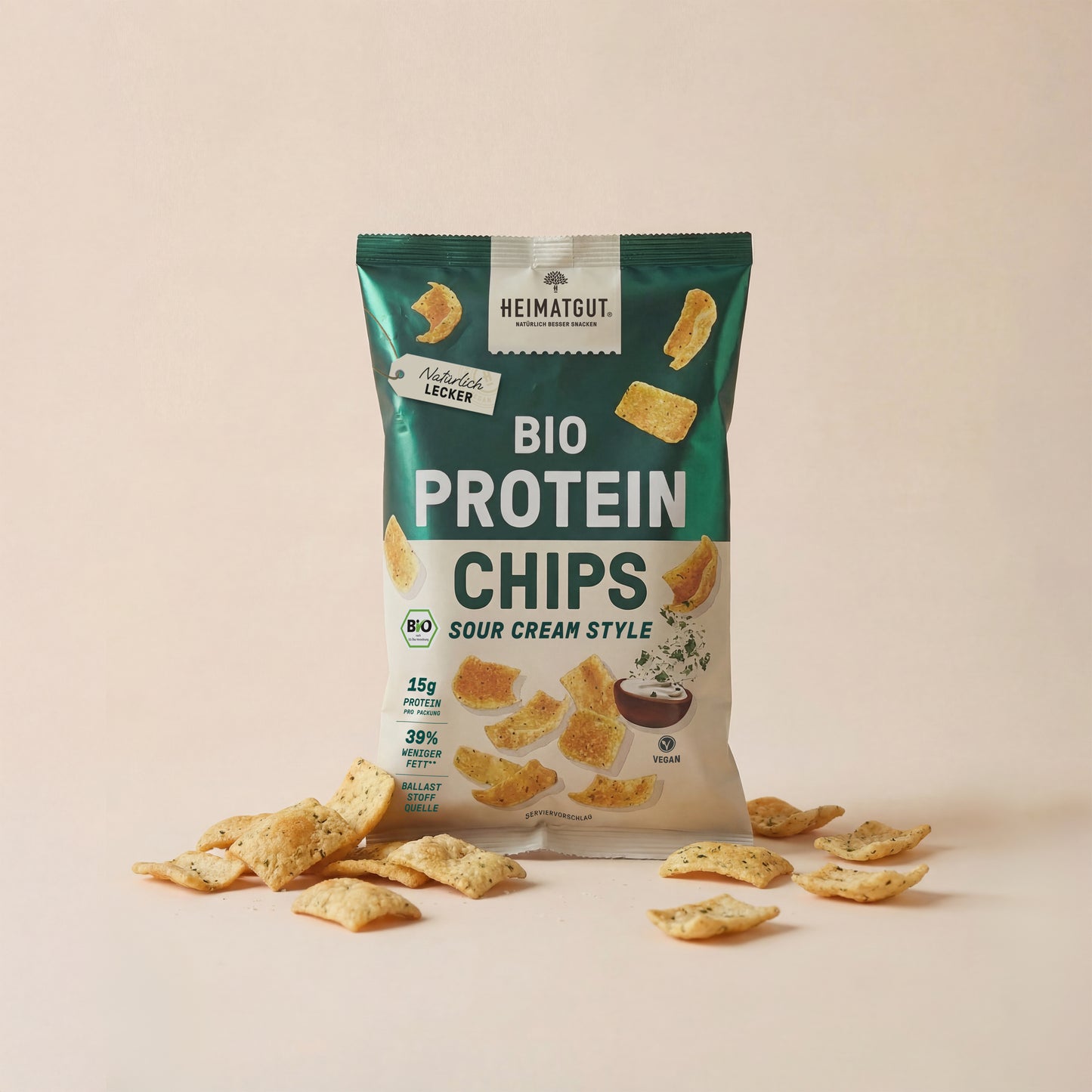 Bio Protein Chips Sour Cream Style - Heimatgut® 100% Natürliche Snacks – Bio, Vegan, Frei von Zusatzstoffen