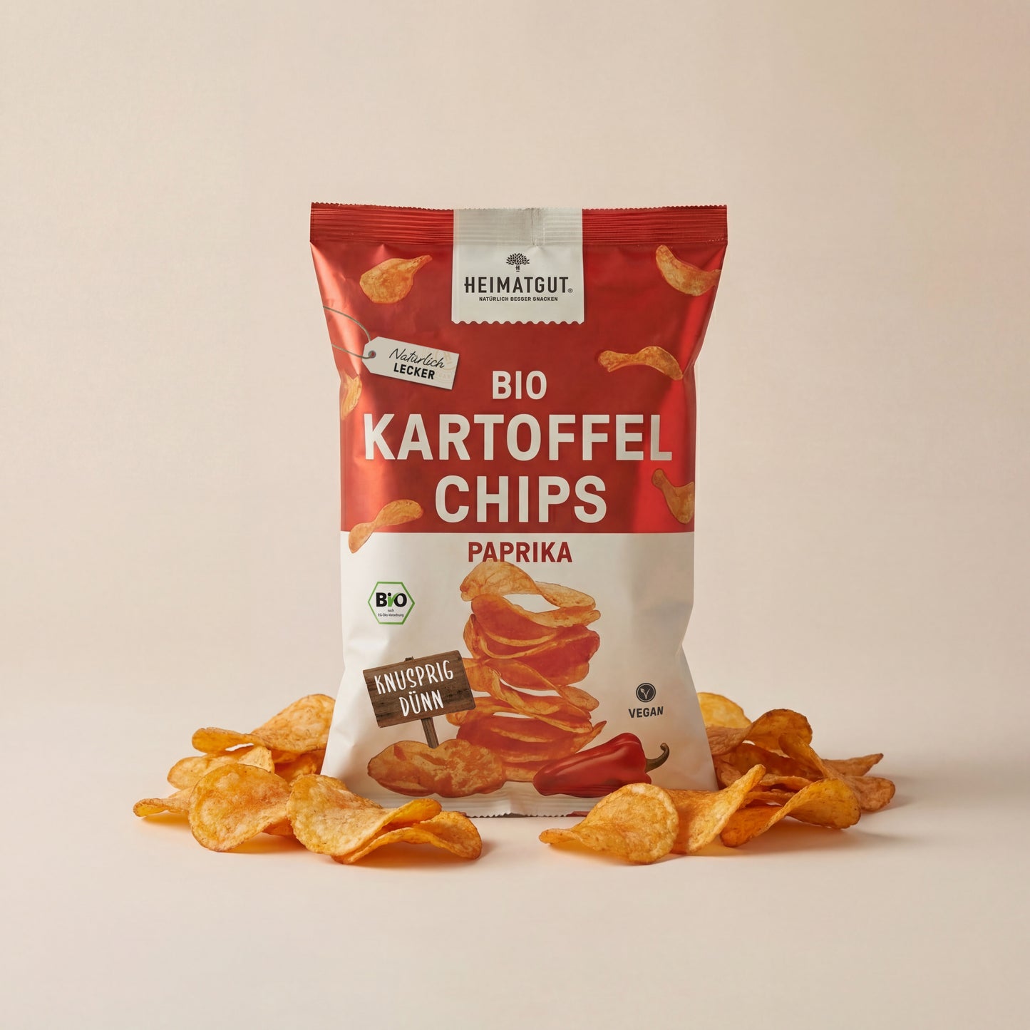 Bio Kartoffelchips Paprika - Heimatgut® 100% Natürliche Snacks – Bio, Vegan, Frei von Zusatzstoffen