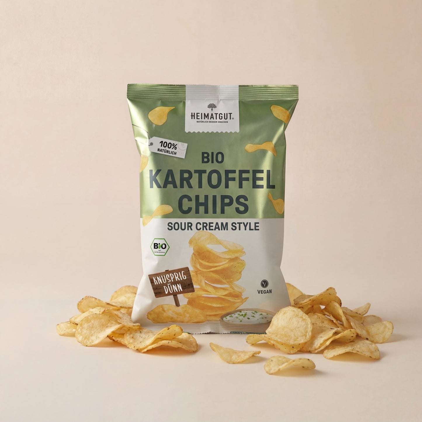 Bio Kartoffelchips Sour Cream Style - Heimatgut® 100% Natürliche Snacks – Bio, Vegan, Frei von Zusatzstoffen
