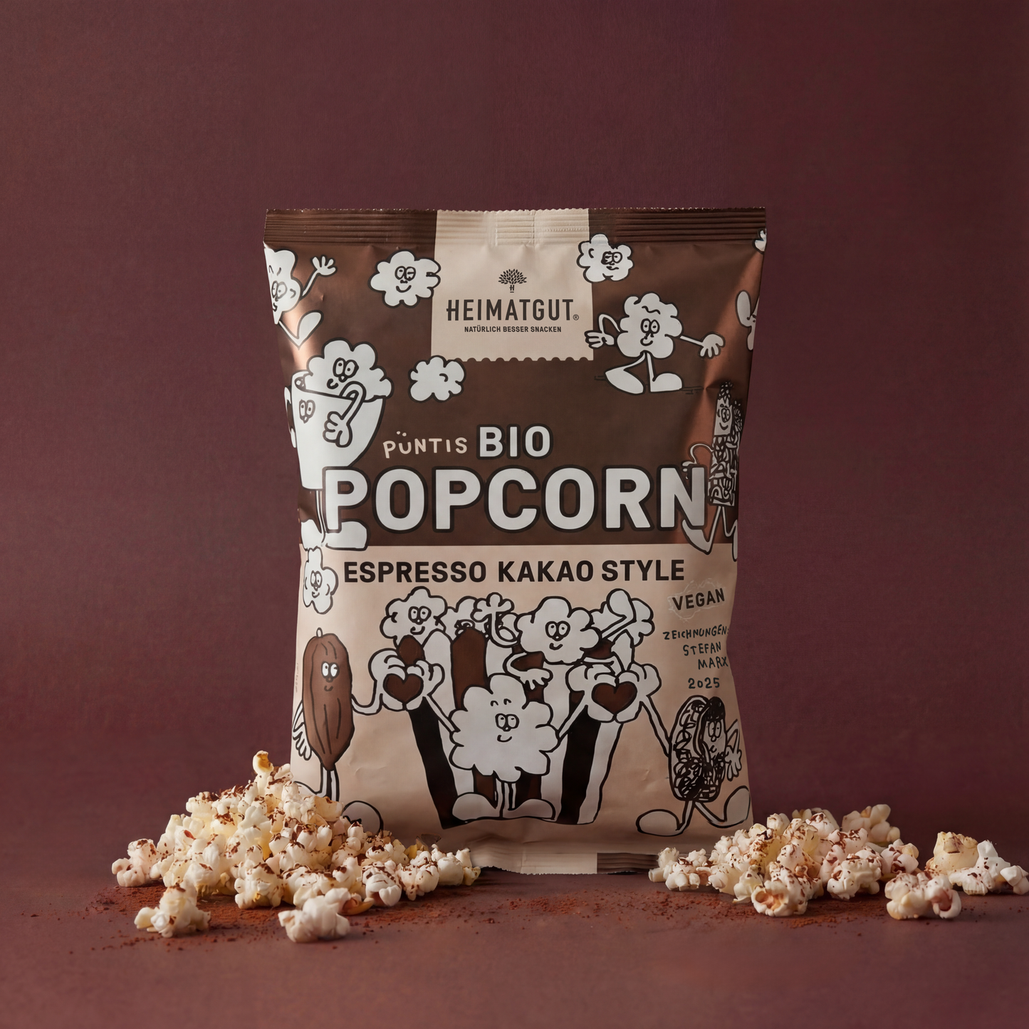 Püntis BIO Popcorn Espresso Kakao Style - Heimatgut® 100% Natürliche Snacks – Bio, Vegan, Frei von Zusatzstoffen