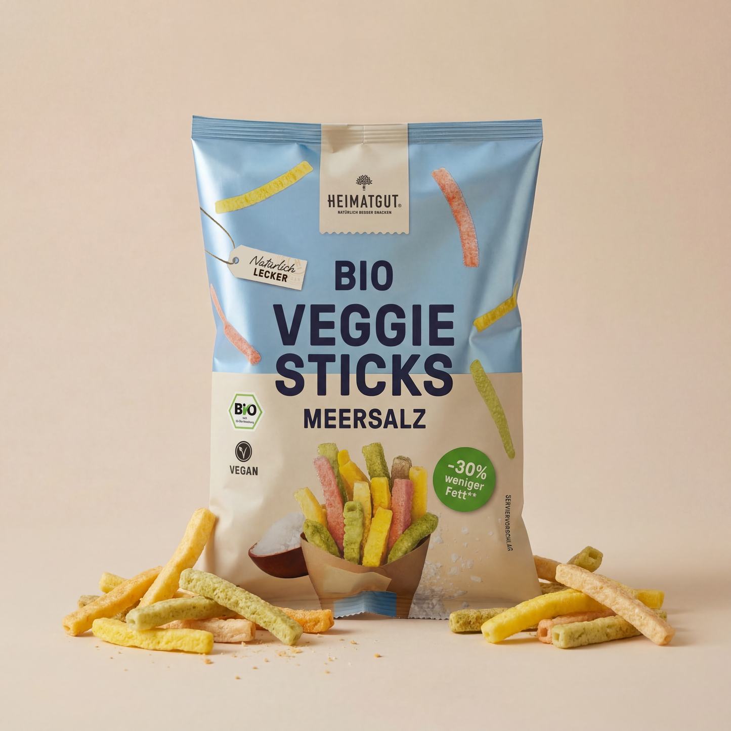 BIO Veggie Sticks Meersalz - Heimatgut® 100% Natürliche Snacks – Bio, Vegan, Frei von Zusatzstoffen