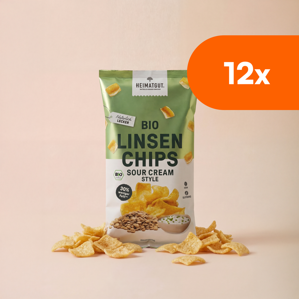 Bio Linsen Chips Sour Cream Style 75g von Heimatgut, ohne Milch