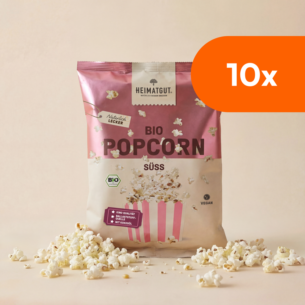 Bio Popcorn Süß 90g von Heimatgut, gepoppt in Bio-Kokosöl