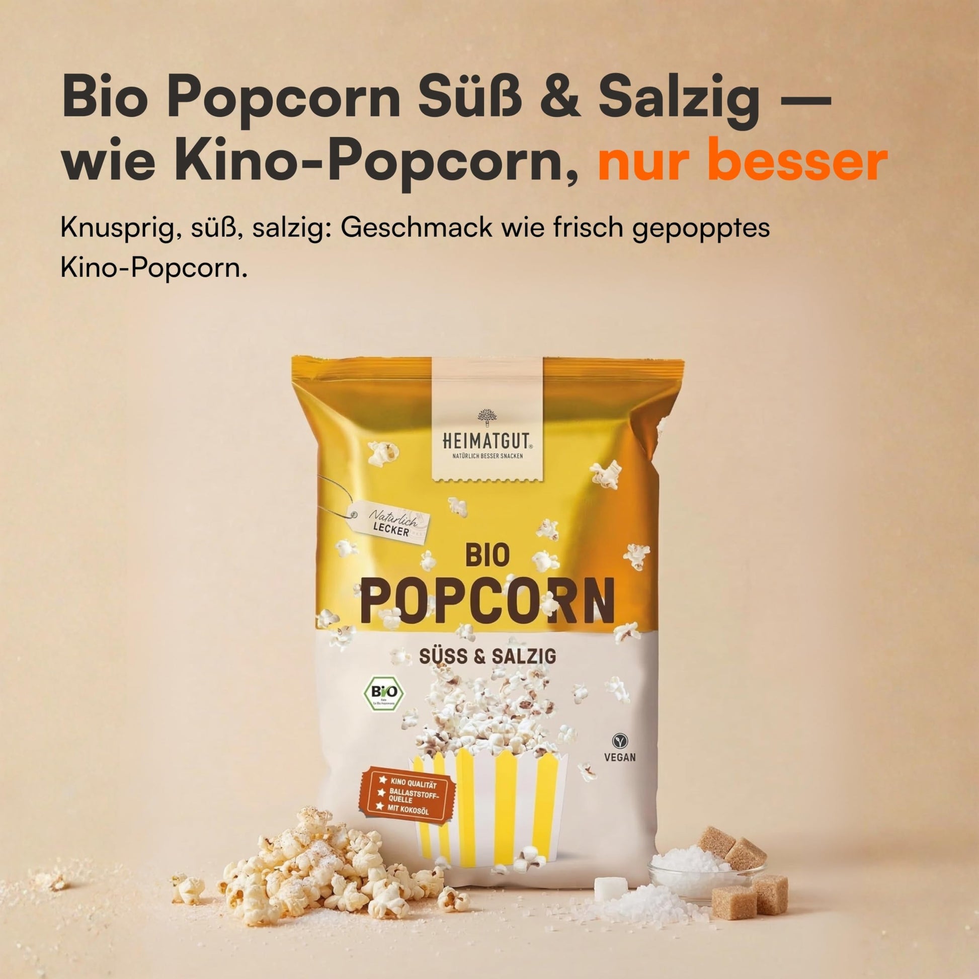 Tüte Bio Popcorn Süß und Salzig 90g von Heimatgut