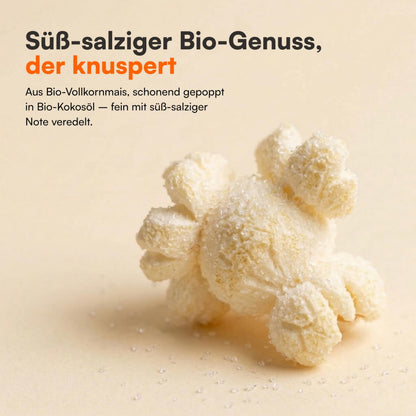 Nahaufnahme von Bio Popcorn Süß-Salzig aus Vollkornmais