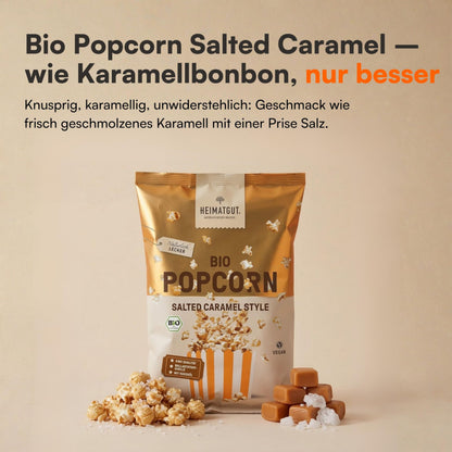 Tüte Bio Popcorn Salted Caramel Style 90g von Heimatgut