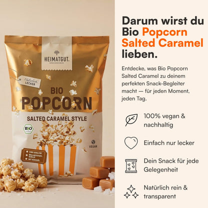 Bio Popcorn Salted Caramel Style von Heimatgut, ohne Palmöl