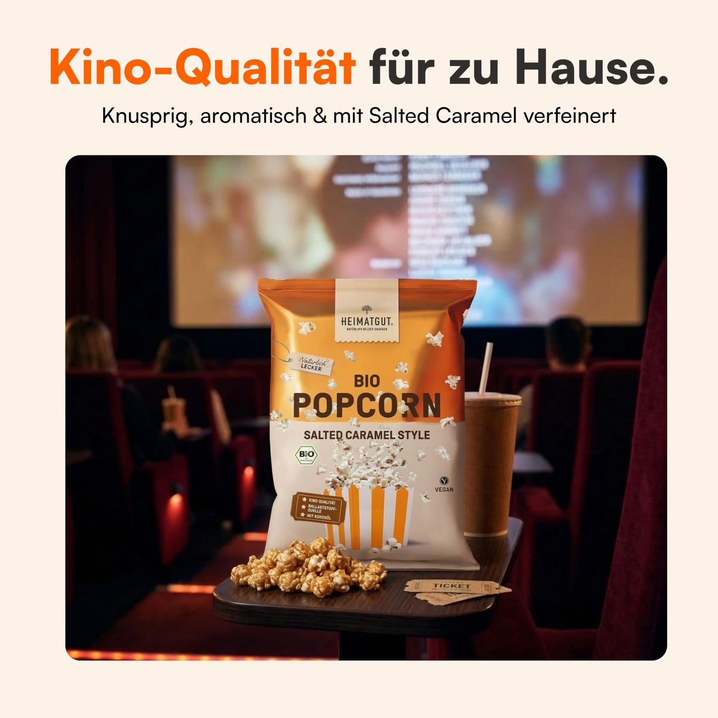 Bio Popcorn Salted Caramel Style 90g von Heimatgut, vegan