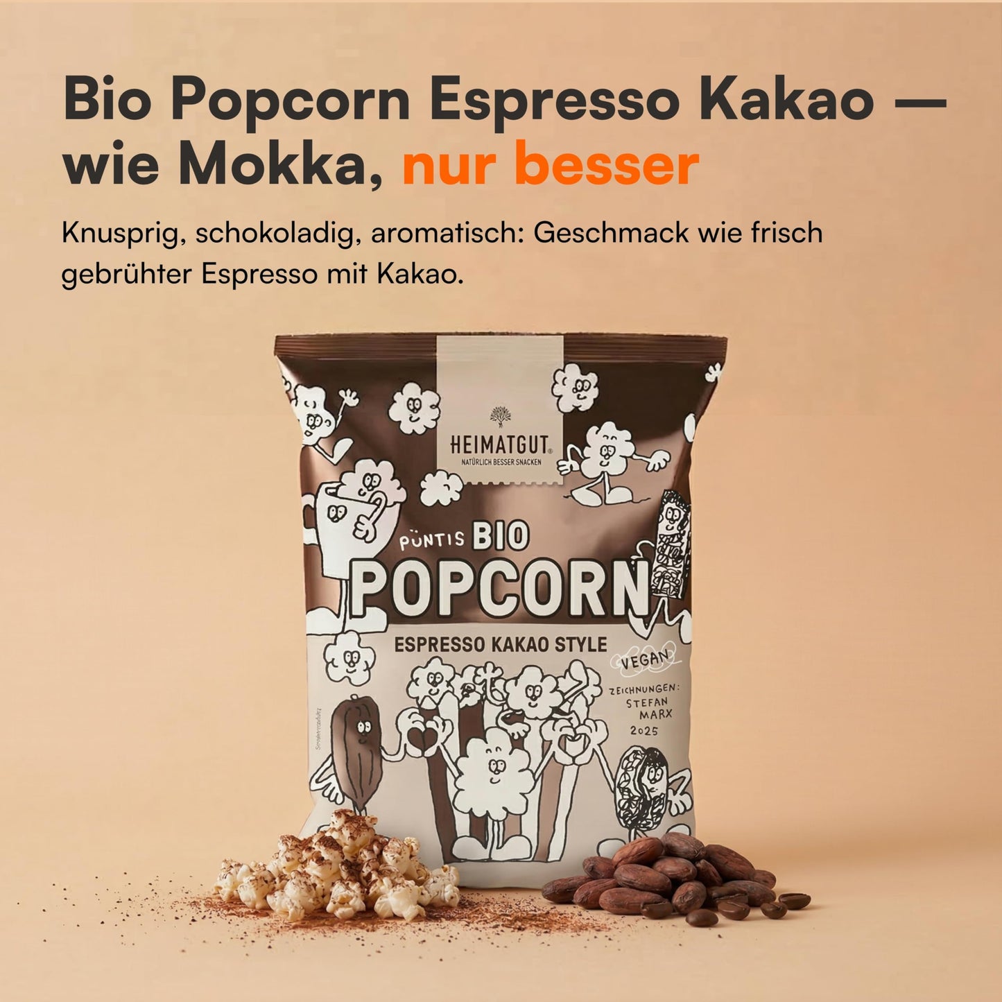 Tüte Püntis Bio Popcorn Espresso Kakao Style 75g von Heimatgut