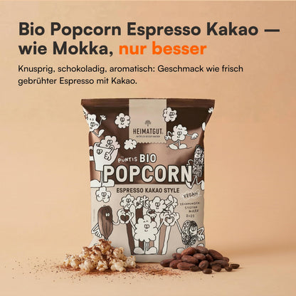 Tüte Püntis Bio Popcorn Espresso Kakao Style 75g von Heimatgut