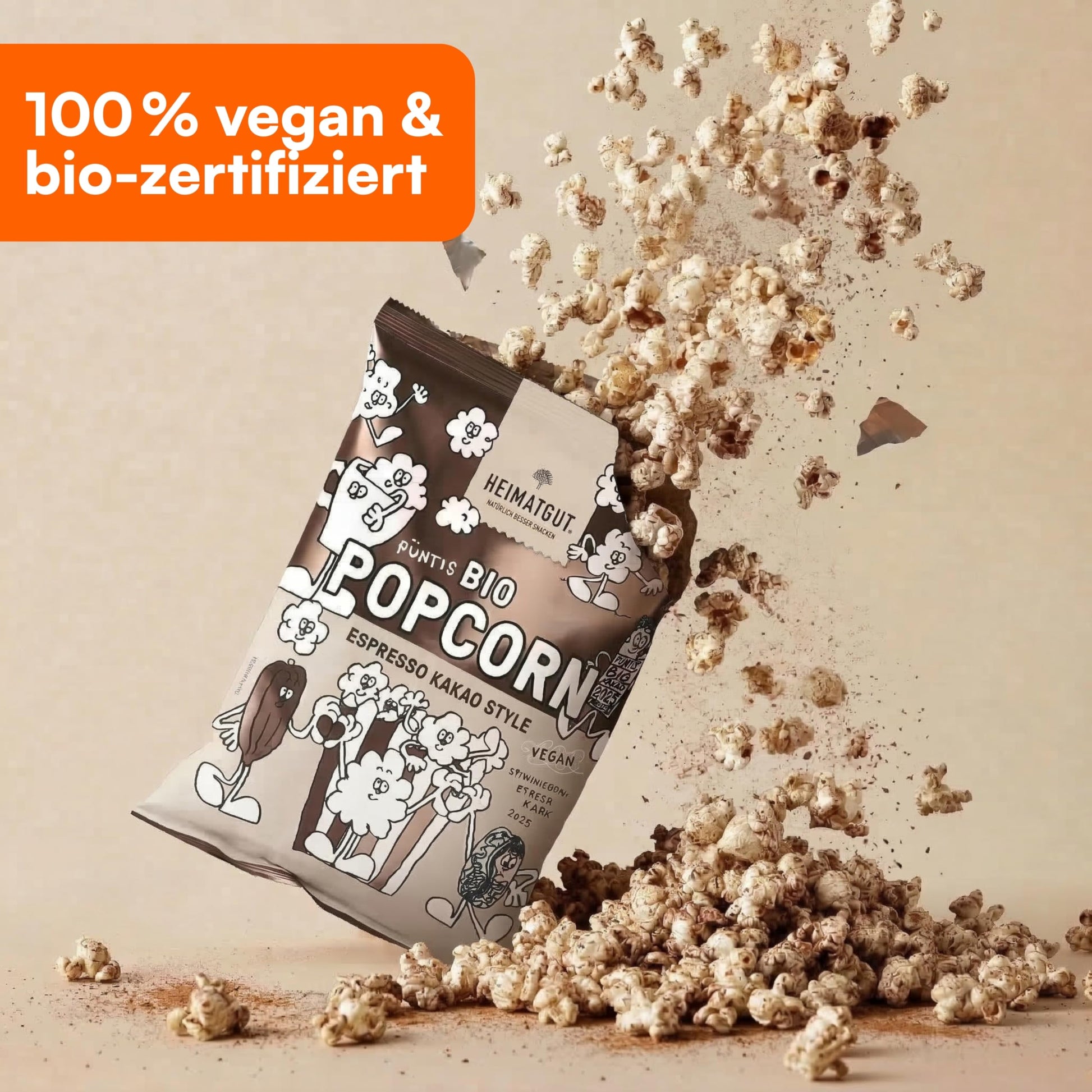 Bio Popcorn Espresso Kakao Style mit echtem Kakao und Kaffeeextrakt