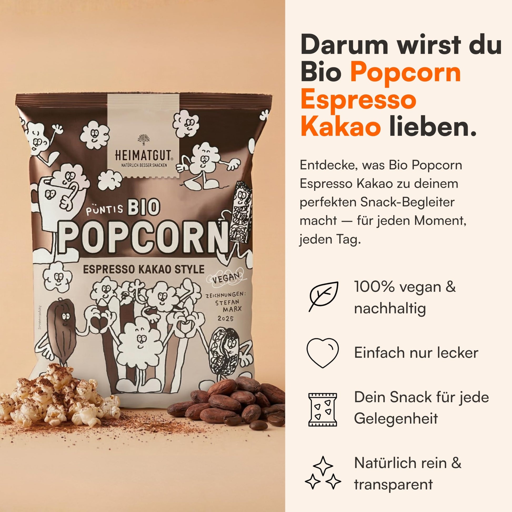 Püntis Bio Popcorn Espresso Kakao Style, mit David Puentez kreiert
