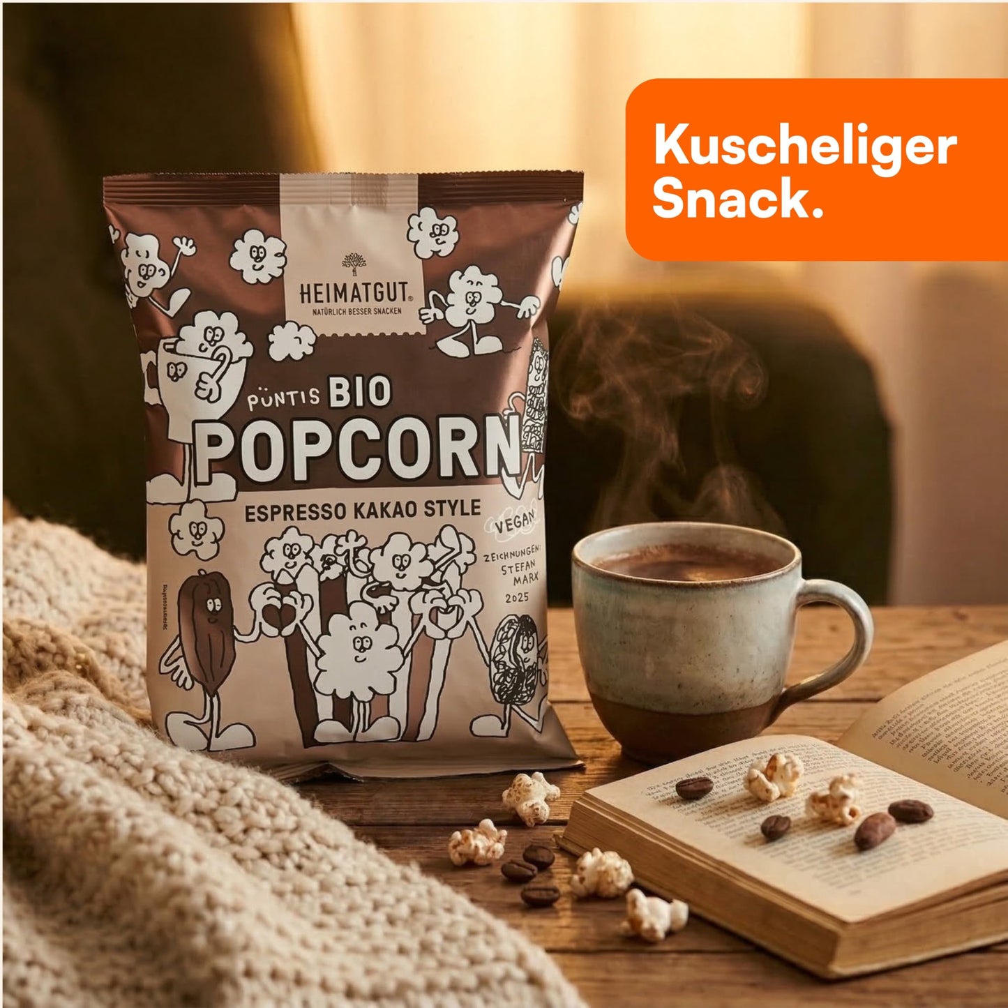 Bio Popcorn Espresso Kakao Style als Snack zum Kaffee