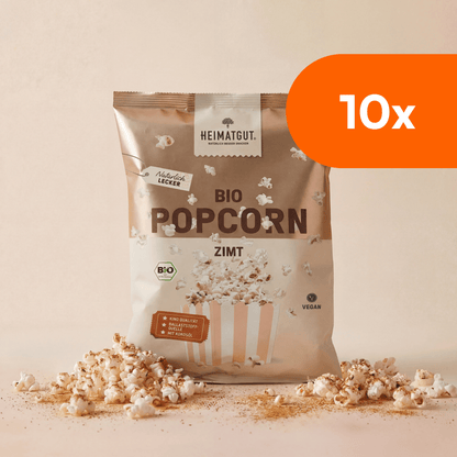 Bio Popcorn Zimt 90g von Heimatgut, Karton-Gebinde für den Großhandel