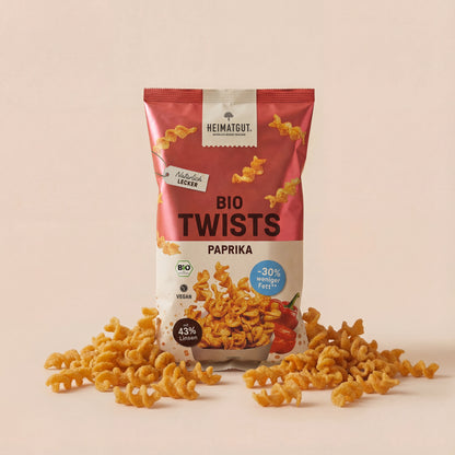 BIO Twists Paprika - Heimatgut® 100% Natürliche Snacks – Bio, Vegan, Frei von Zusatzstoffen