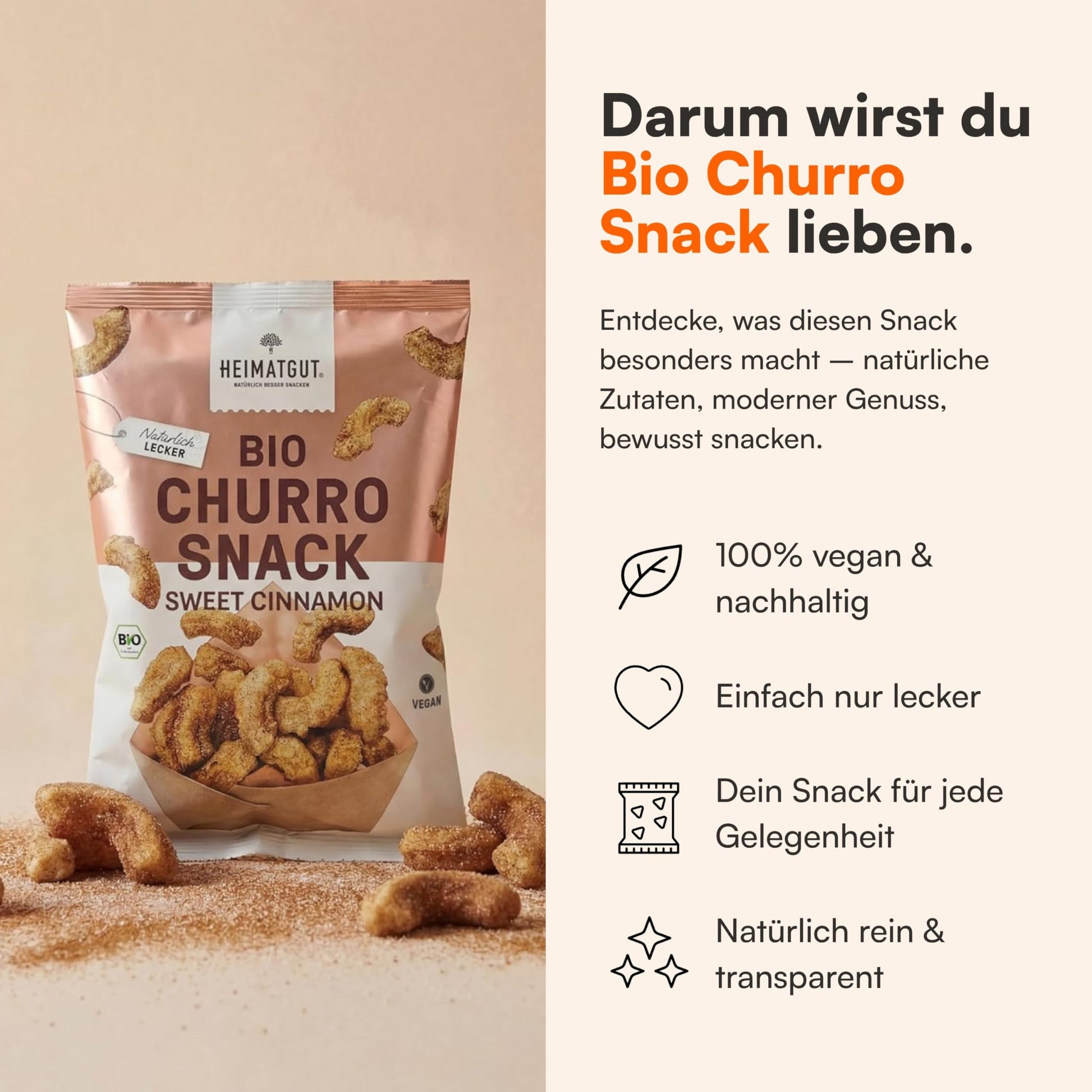 Bio Churro Snack aus Maisgrieß und Hafervollkornmehl