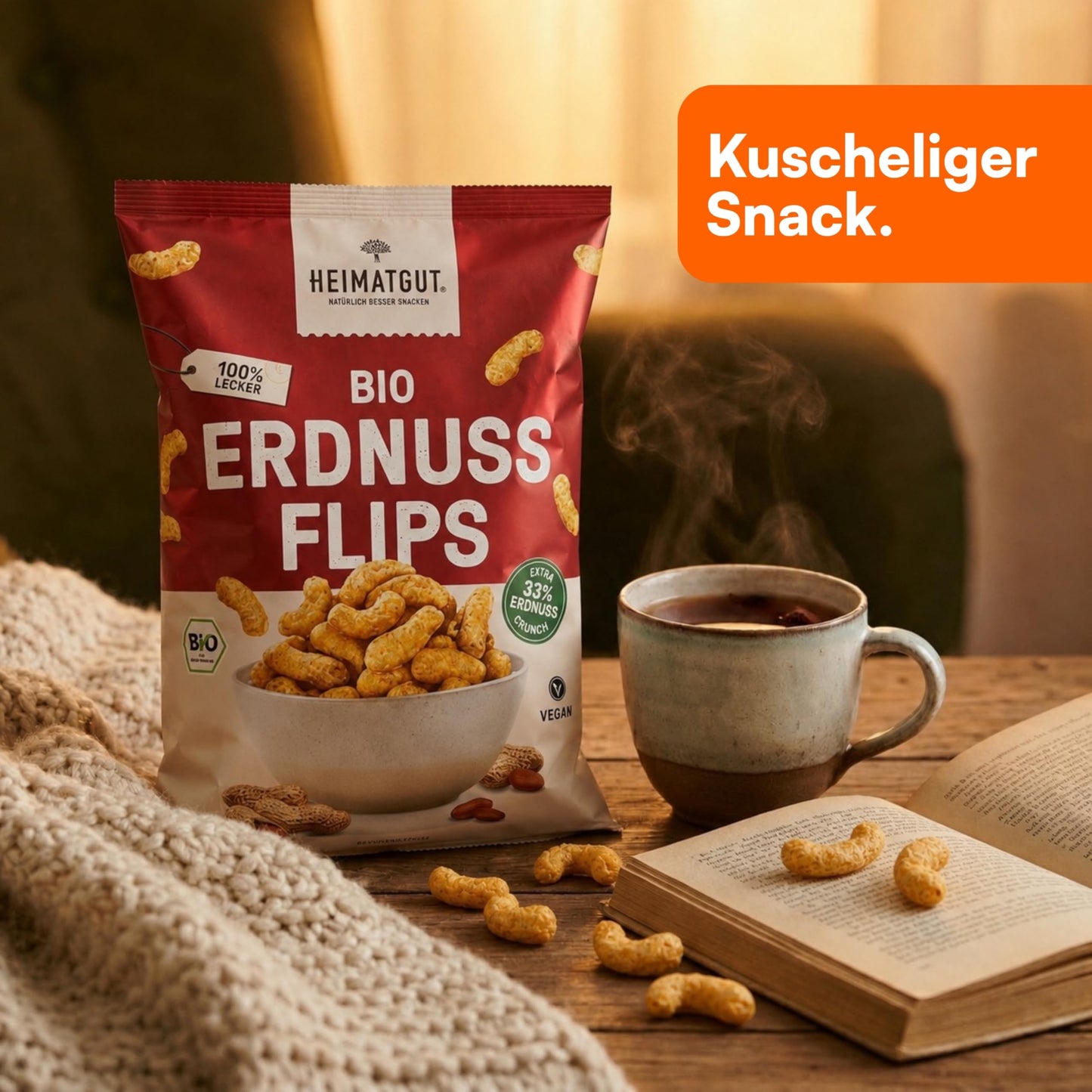 Bio Erdnussflips als Snack für zwischendurch