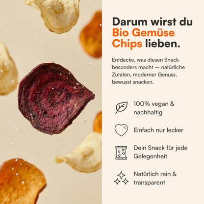 Bio Gemüse Chips, gebacken in Bio-Sonnenblumenöl