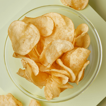 Bio Kartoffelchips Meersalz, Nahaufnahme der knusprigen Chips