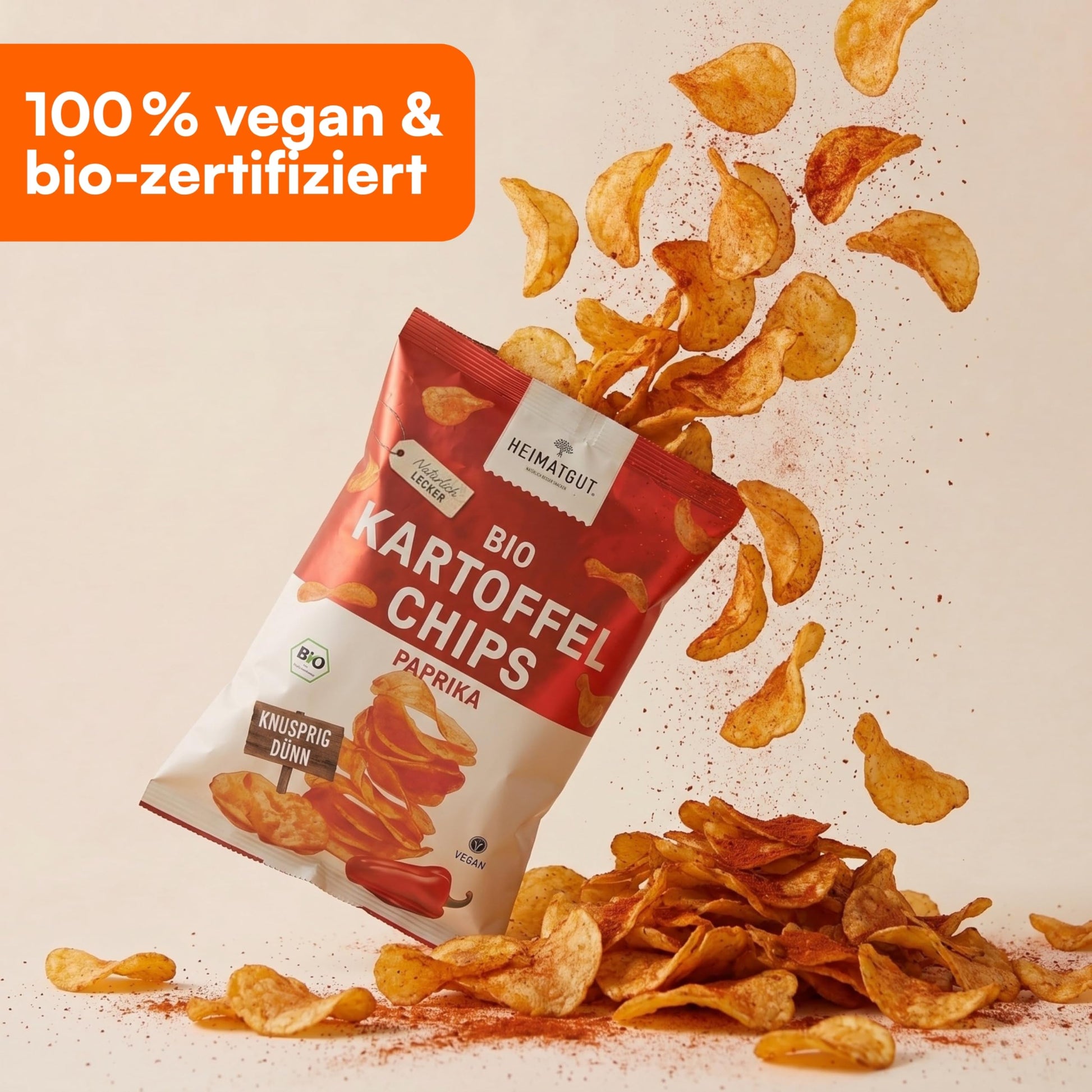 Bio Kartoffelchips Paprika mit 61 % Bio-Kartoffeln