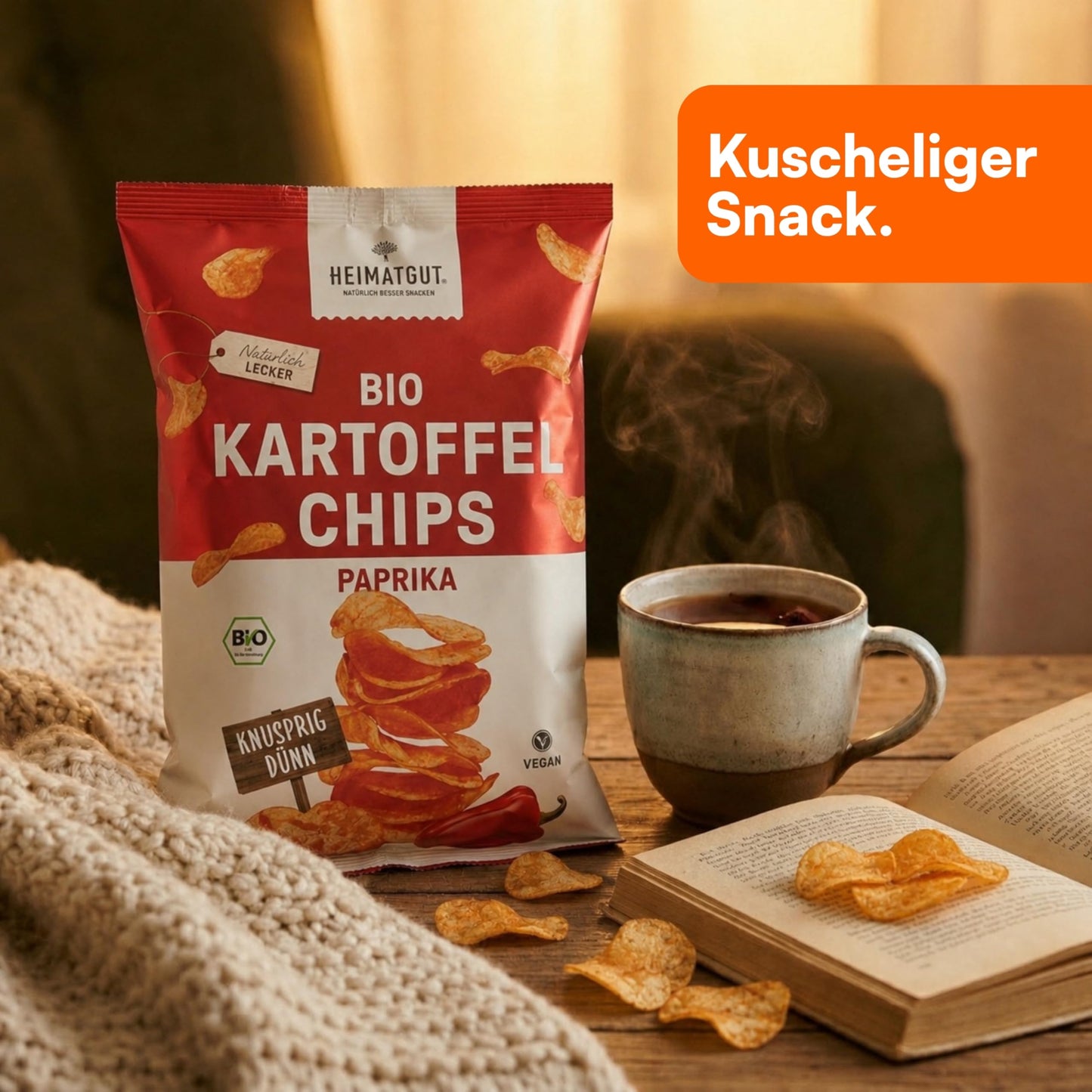 Bio Kartoffelchips Paprika als Snack, glutenfrei und vegan