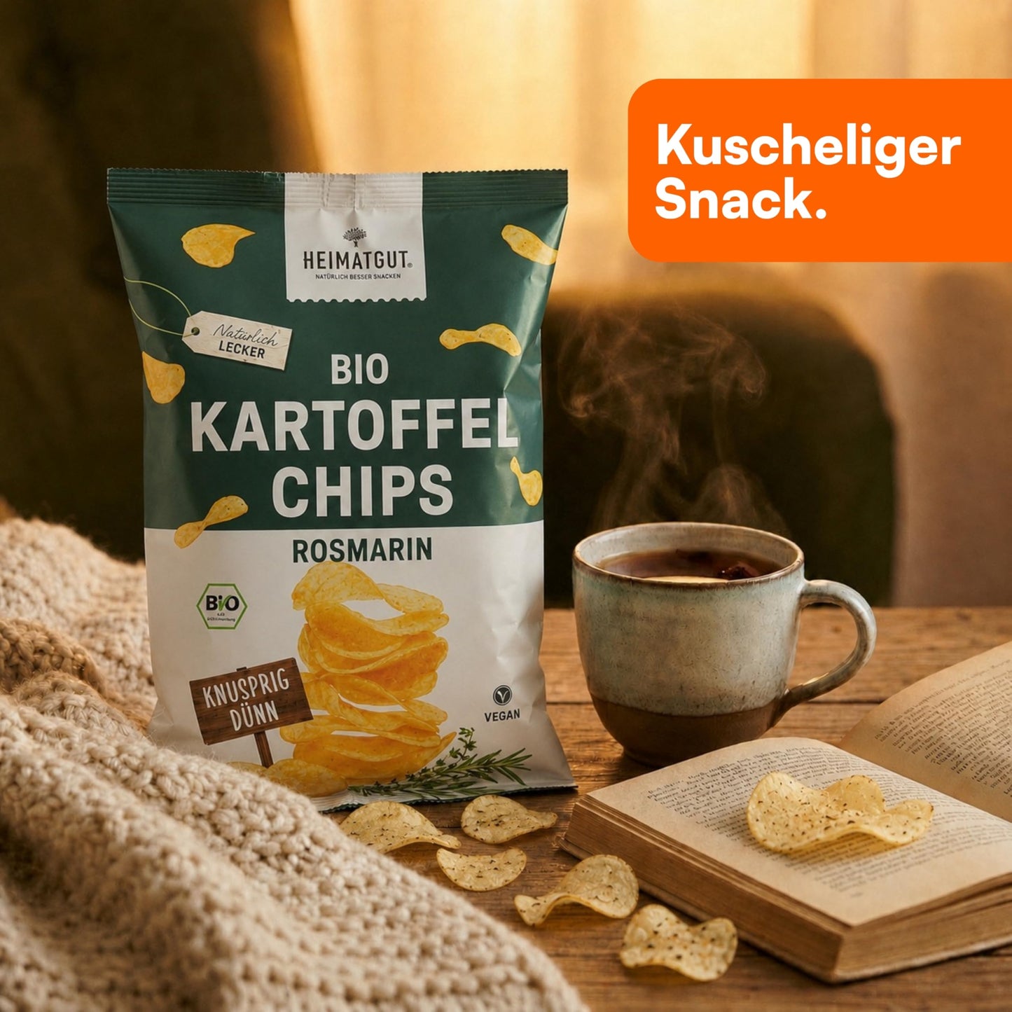 Bio Kartoffelchips Rosmarin als Snack zum Wein