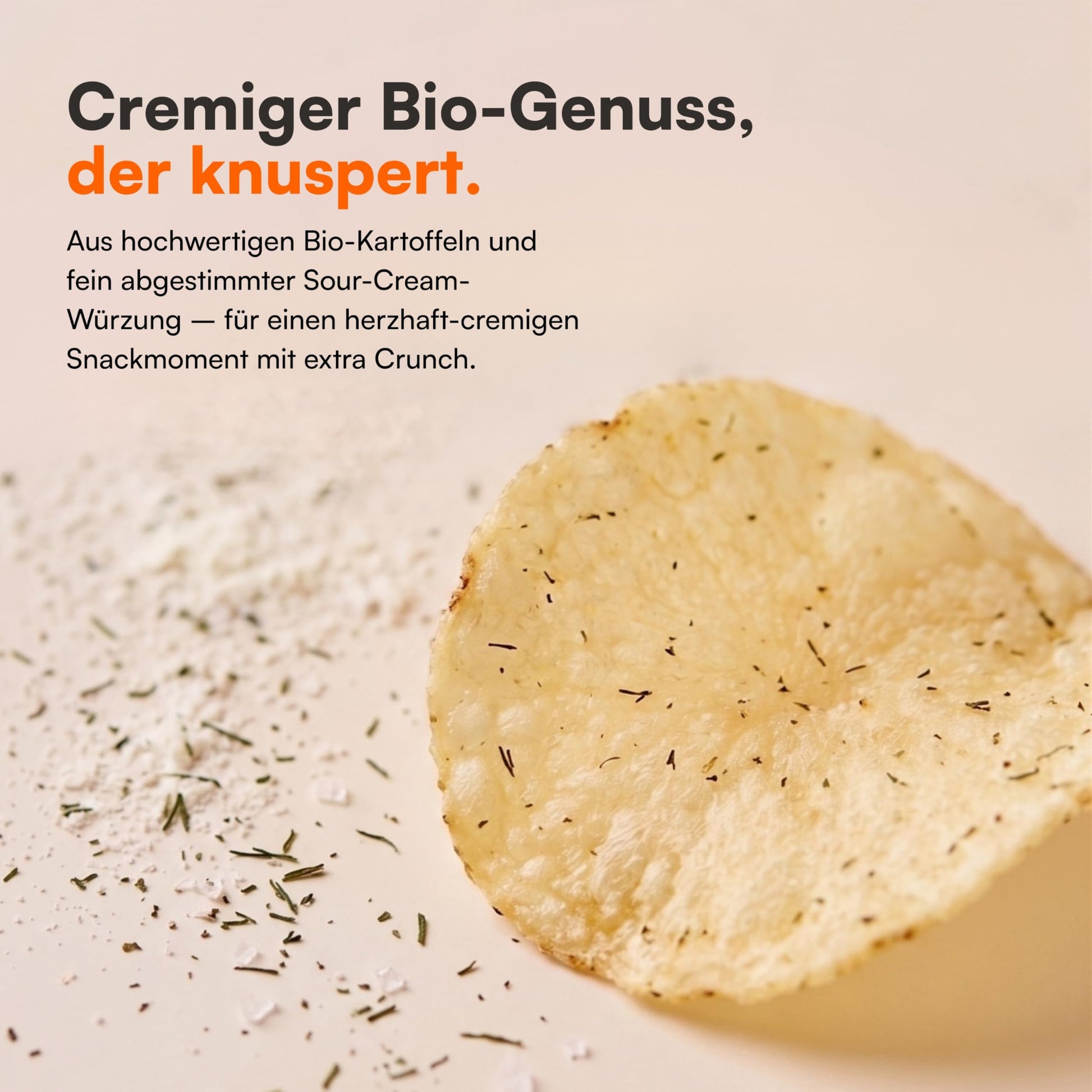 Nahaufnahme Bio Kartoffelchips Sour Cream Style