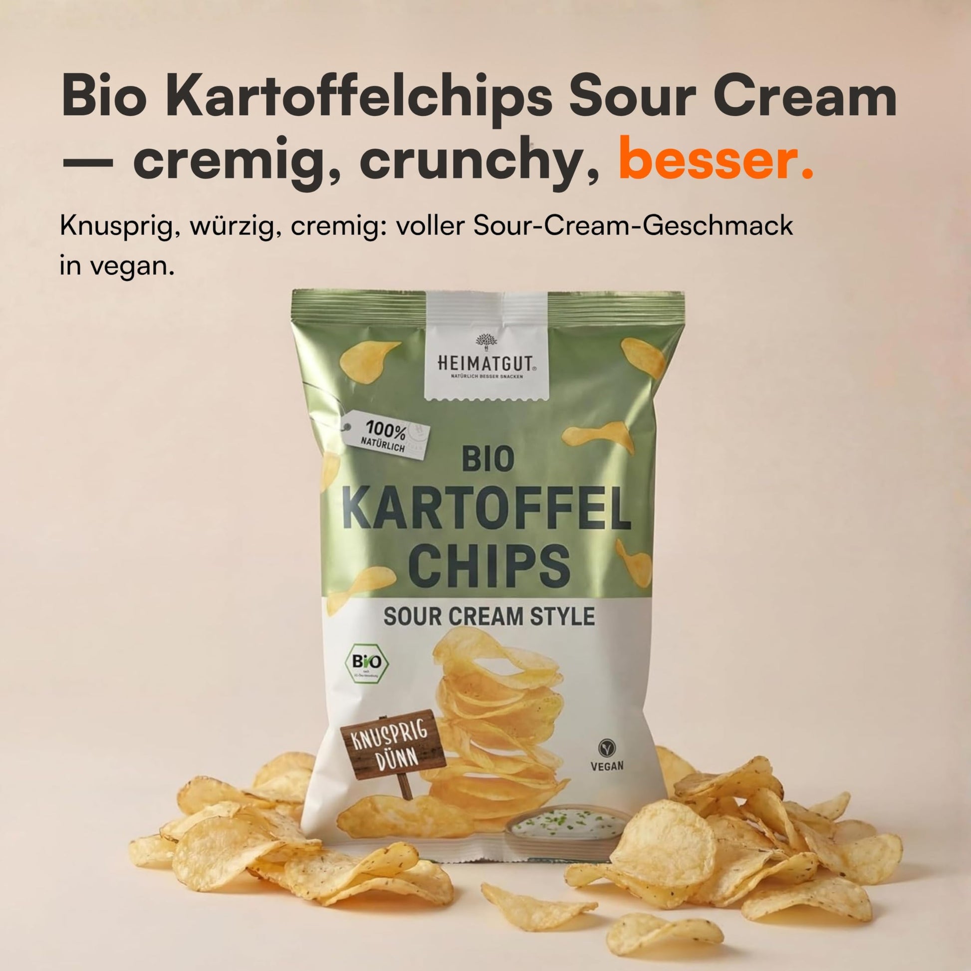 Tüte Bio Kartoffelchips Sour Cream Style 125g von Heimatgut
