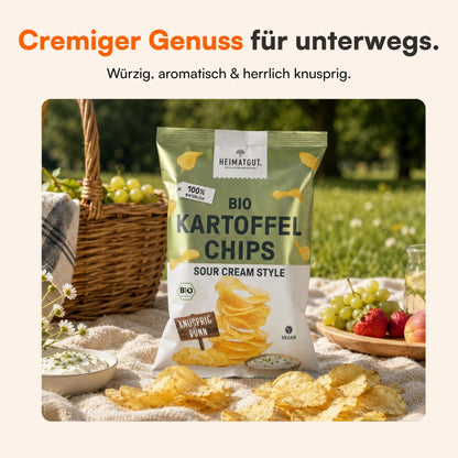 Bio Kartoffelchips Sour Cream Style 125g, vegane Rezeptur