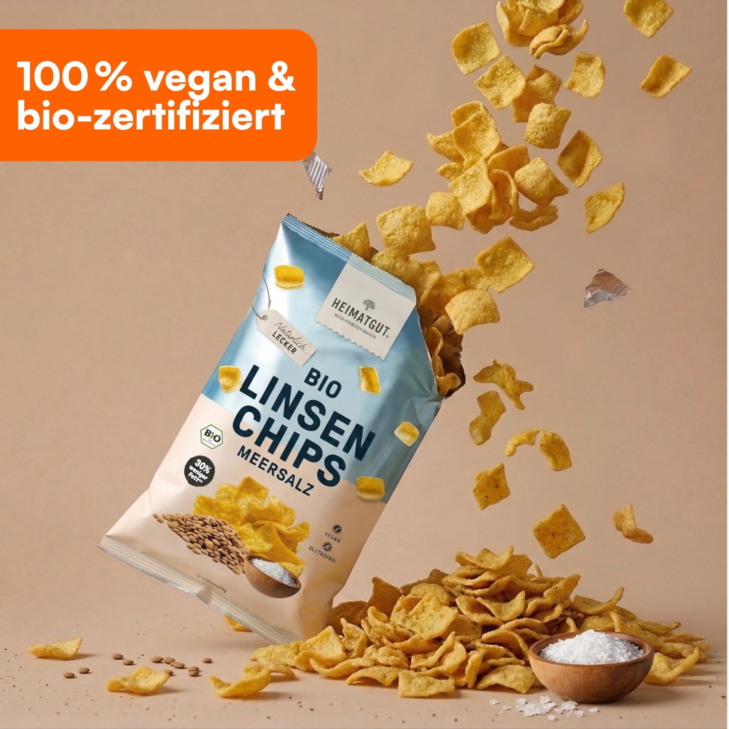 Bio Linsen Chips Meersalz, im Ofen gebacken statt frittiert