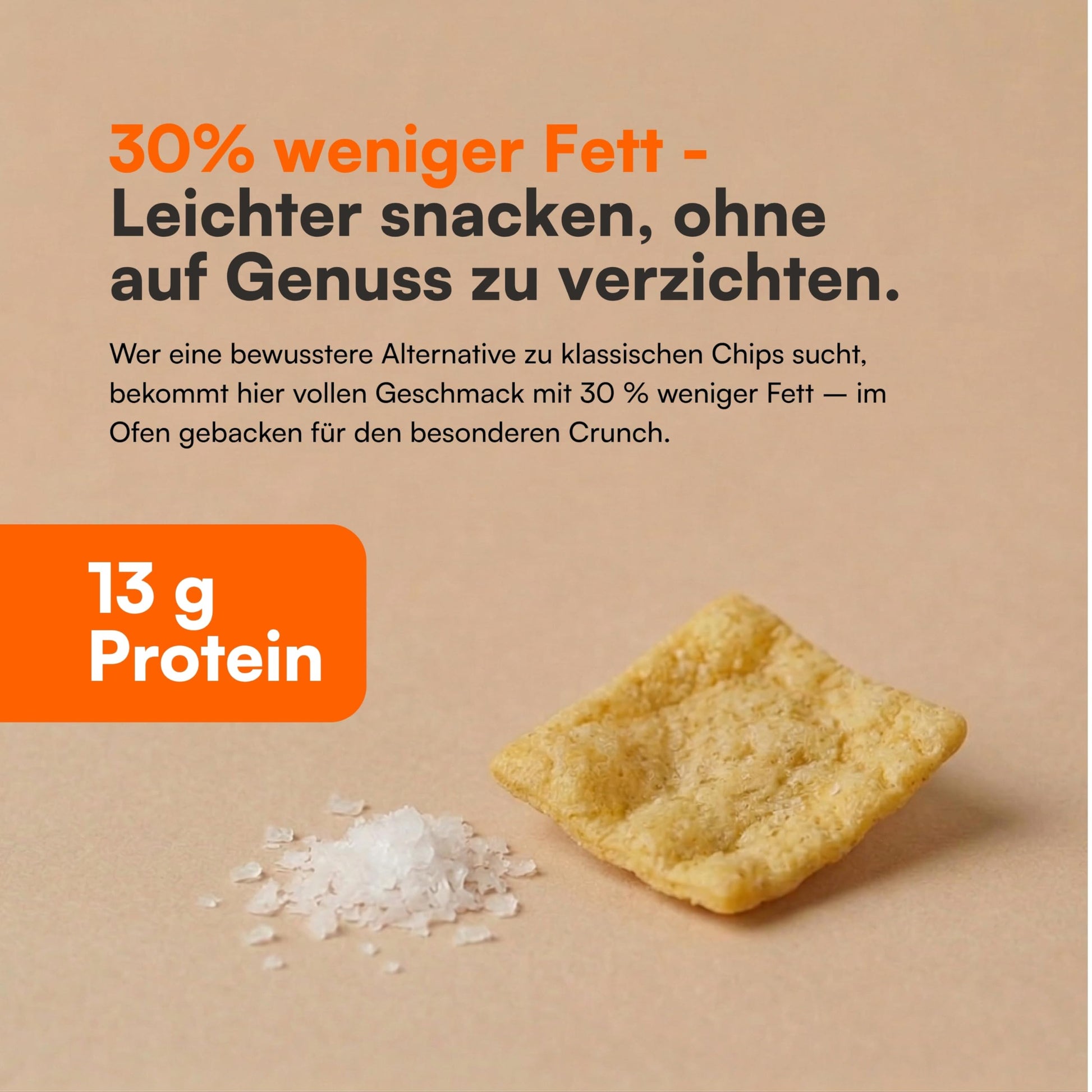 Nahaufnahme Bio Linsen Chips Meersalz mit 43 % roten Linsen