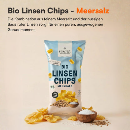 Bio Linsen Chips Meersalz 75g von Heimatgut, fünf Zutaten