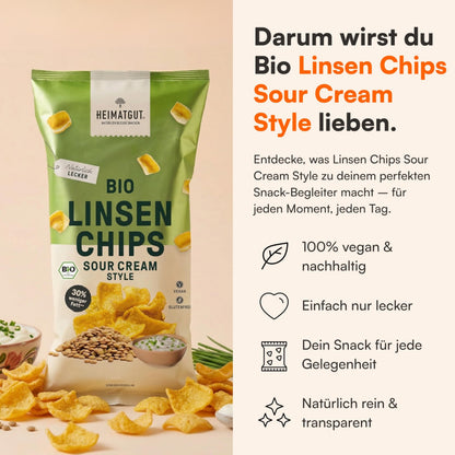 Bio Linsen Chips Sour Cream Style als Snack, glutenfrei und vegan