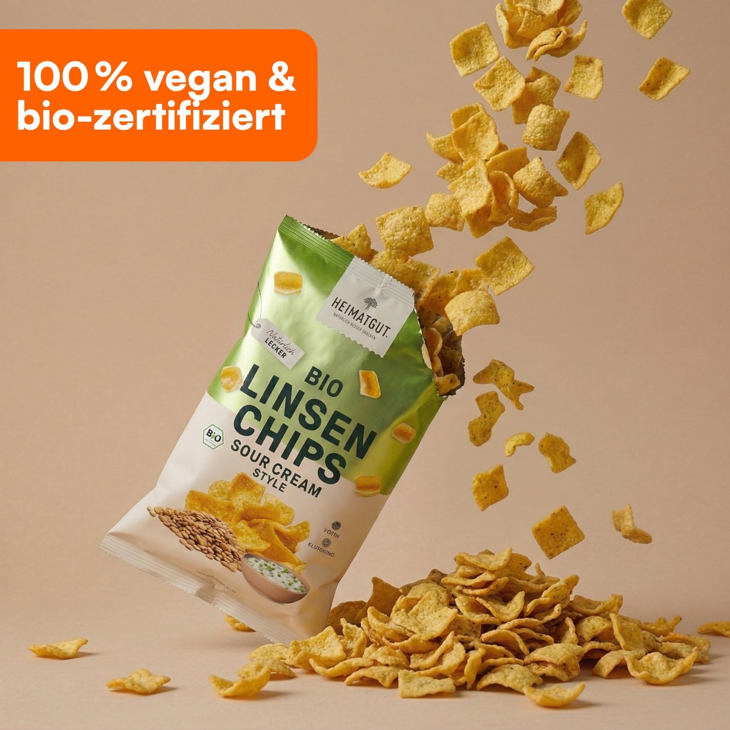 Bio Linsen Chips Sour Cream Style, im Ofen gebacken statt frittiert