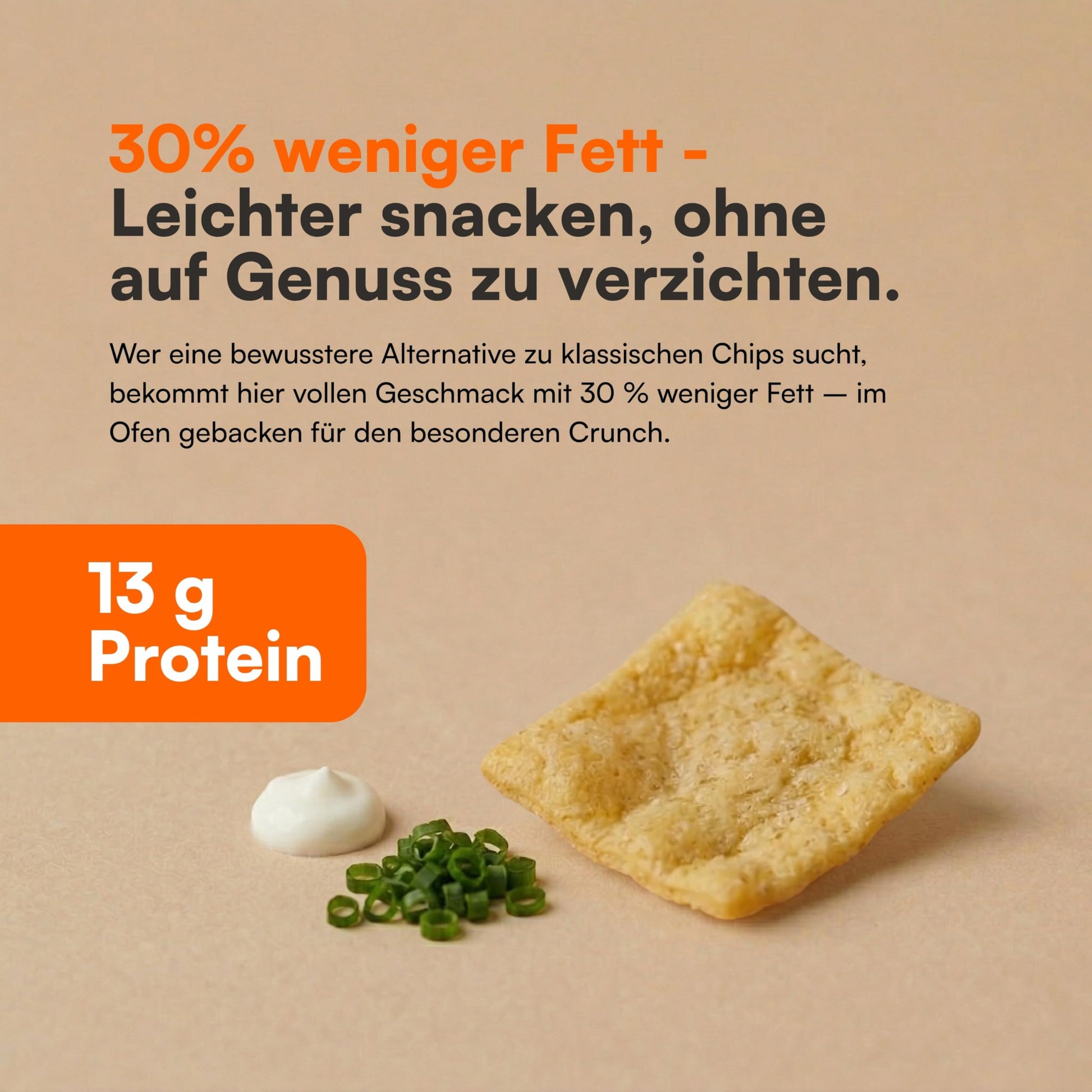 Nahaufnahme Bio Linsen Chips Sour Cream mit 43 % roten Linsen