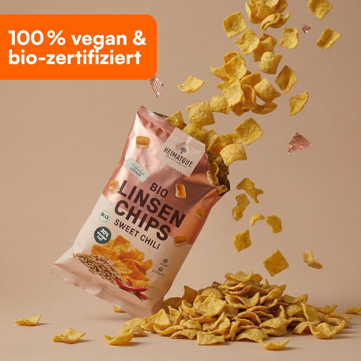 Bio Linsen Chips Sweet Chili, im Ofen gebacken statt frittiert
