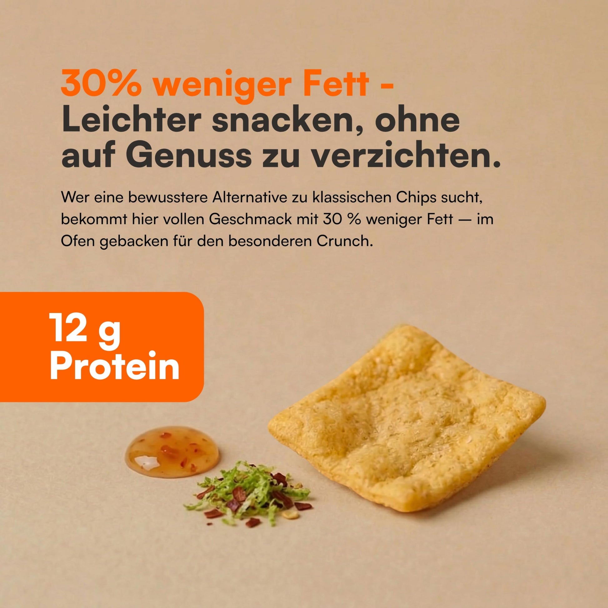 Nahaufnahme Bio Linsen Chips Sweet Chili mit 43 % roten Linsen