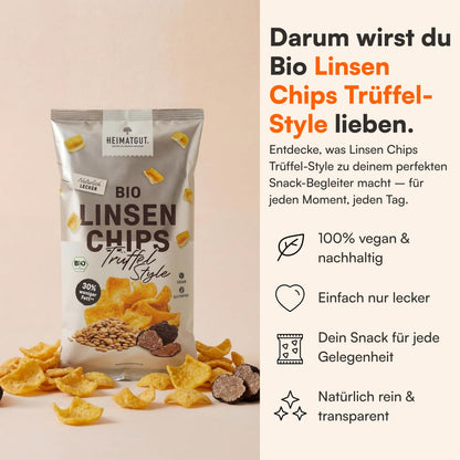 Bio Linsen Chips Trüffel-Style als Snack, glutenfrei und vegan