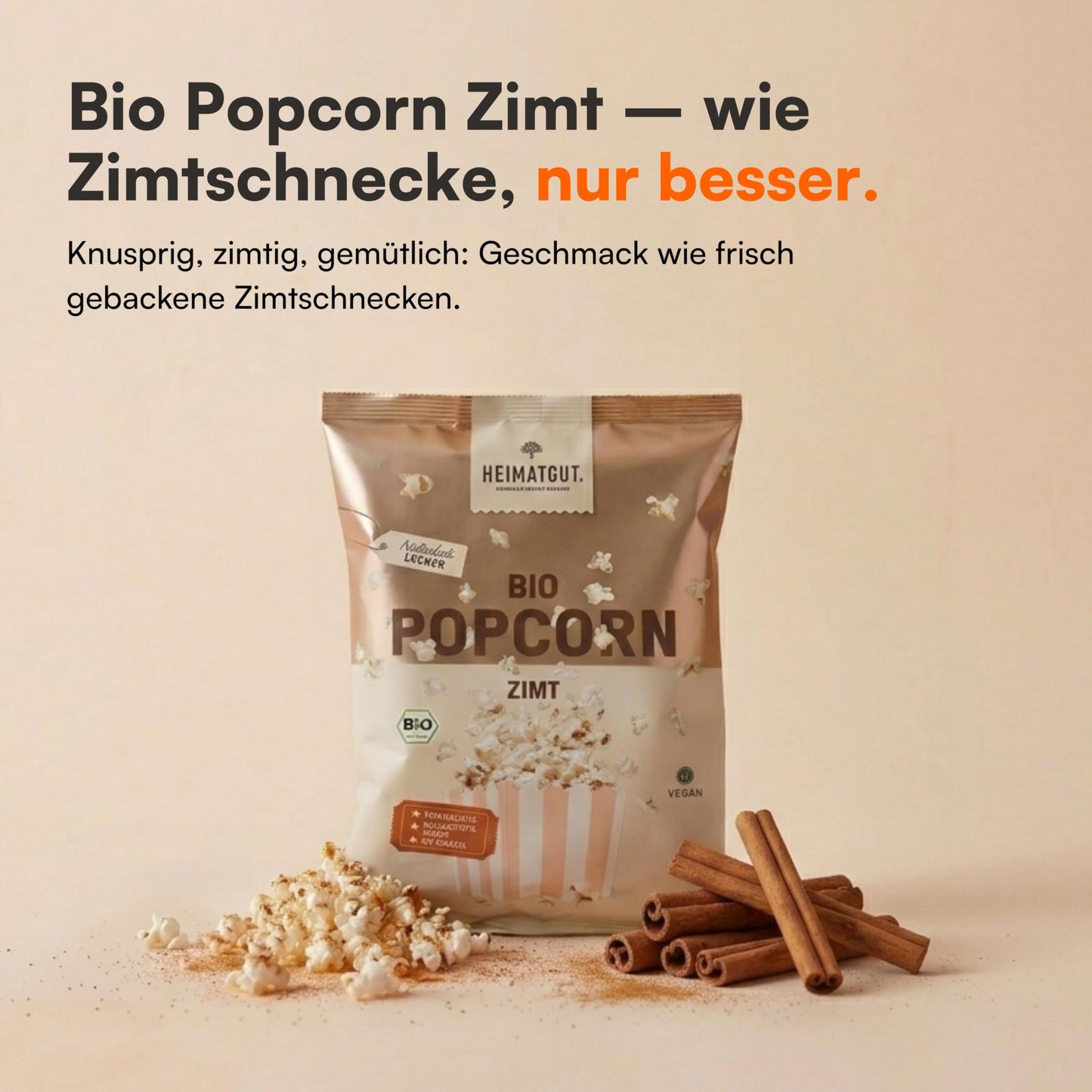 Tüte Bio Popcorn Zimt 90g von Heimatgut
