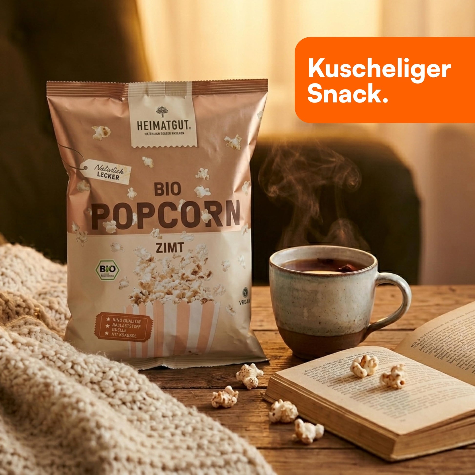 Bio Popcorn Zimt 90g als Snack zu Tee und kalten Abenden