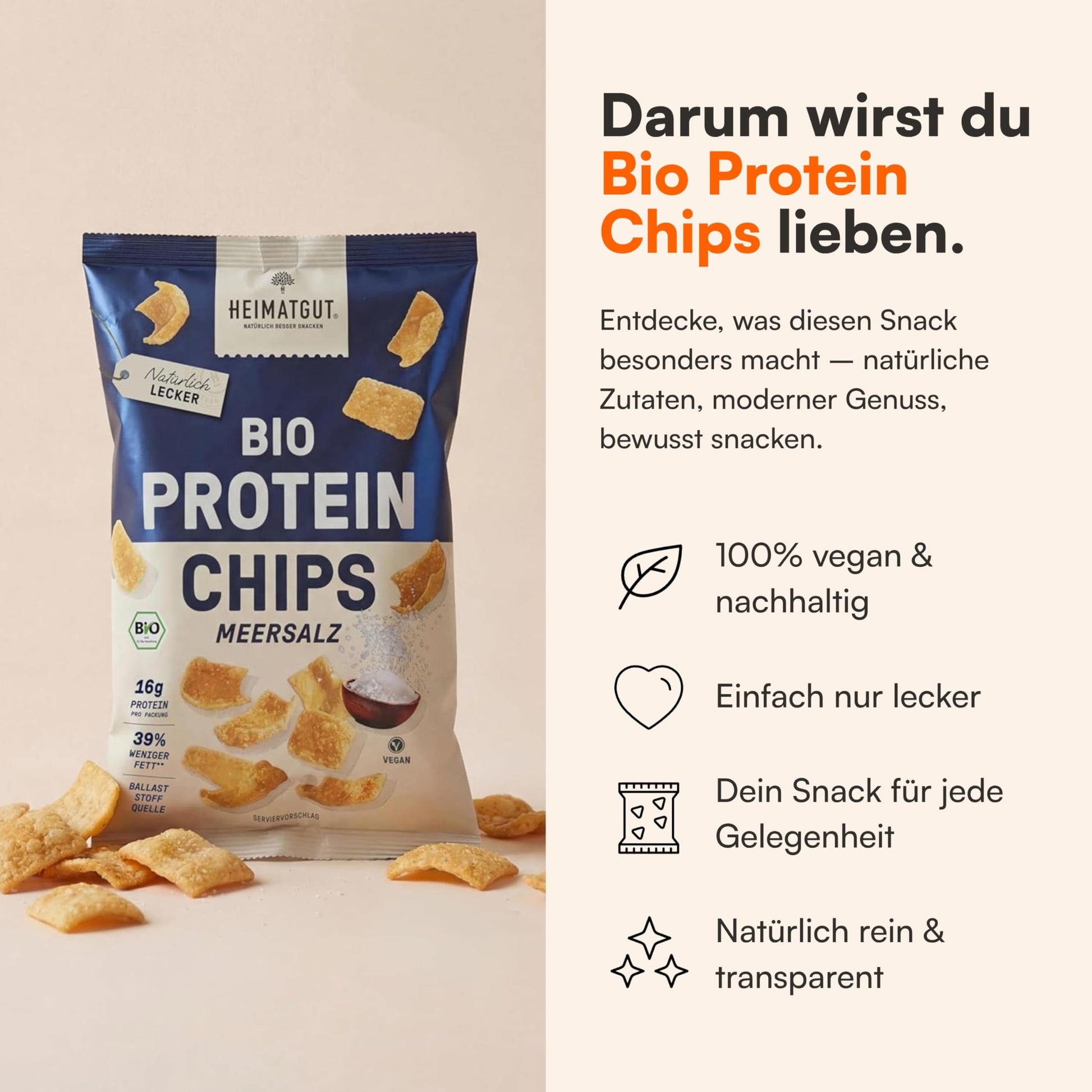Bio Protein Chips Meersalz als Snack nach dem Training