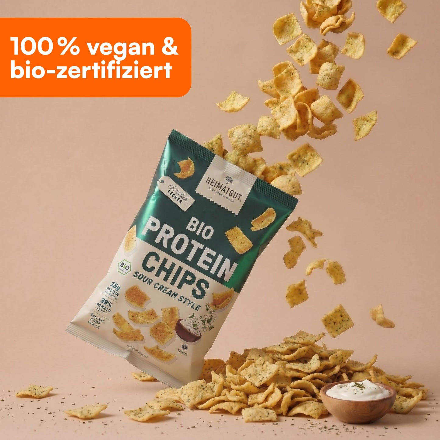 Bio Protein Chips Sour Cream Style mit 24 g Eiweiß pro 100 g