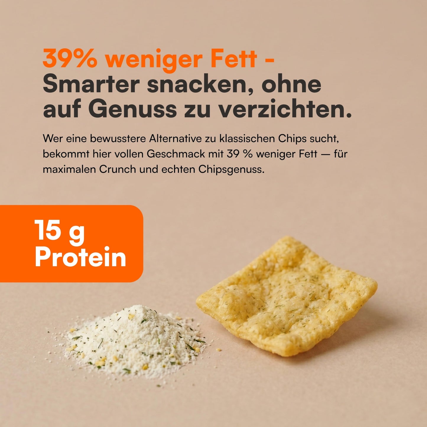 Nahaufnahme Bio Protein Chips Sour Cream mit 31 % Erbsenprotein