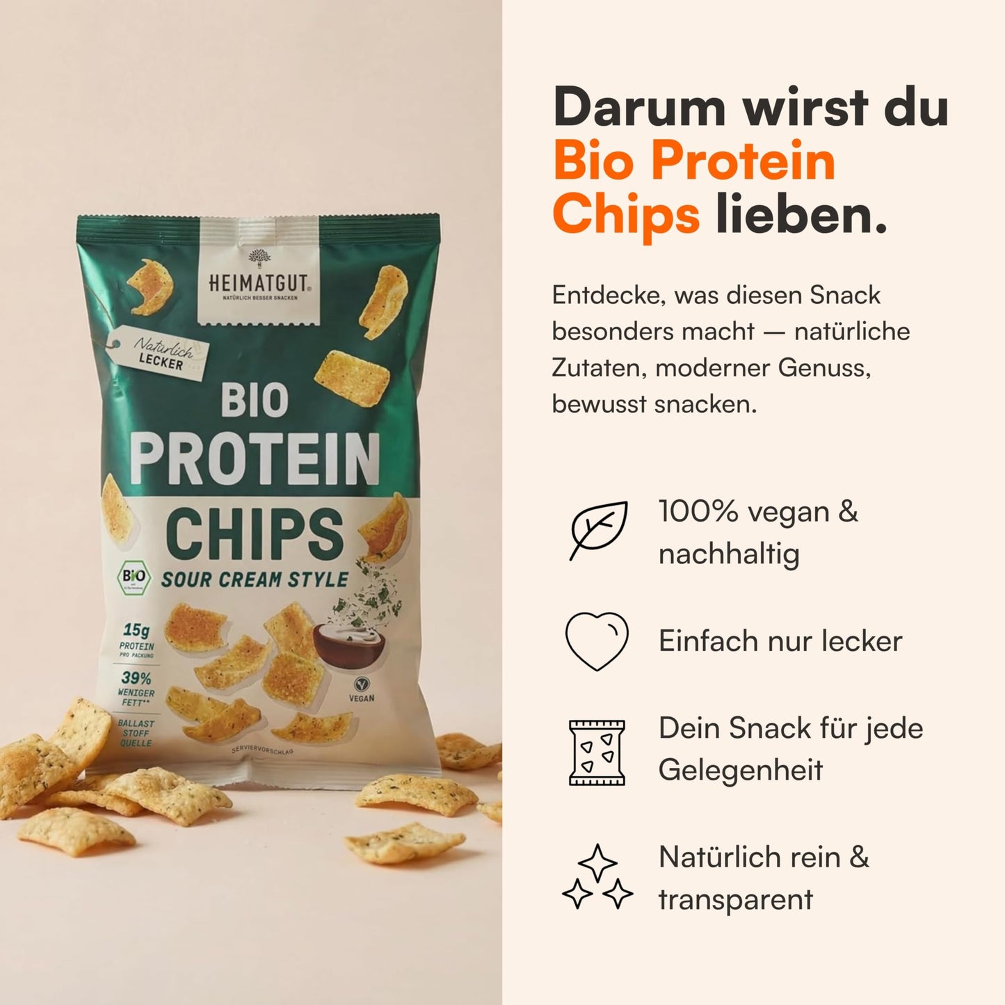 Bio Protein Chips Sour Cream Style als Snack nach dem Training