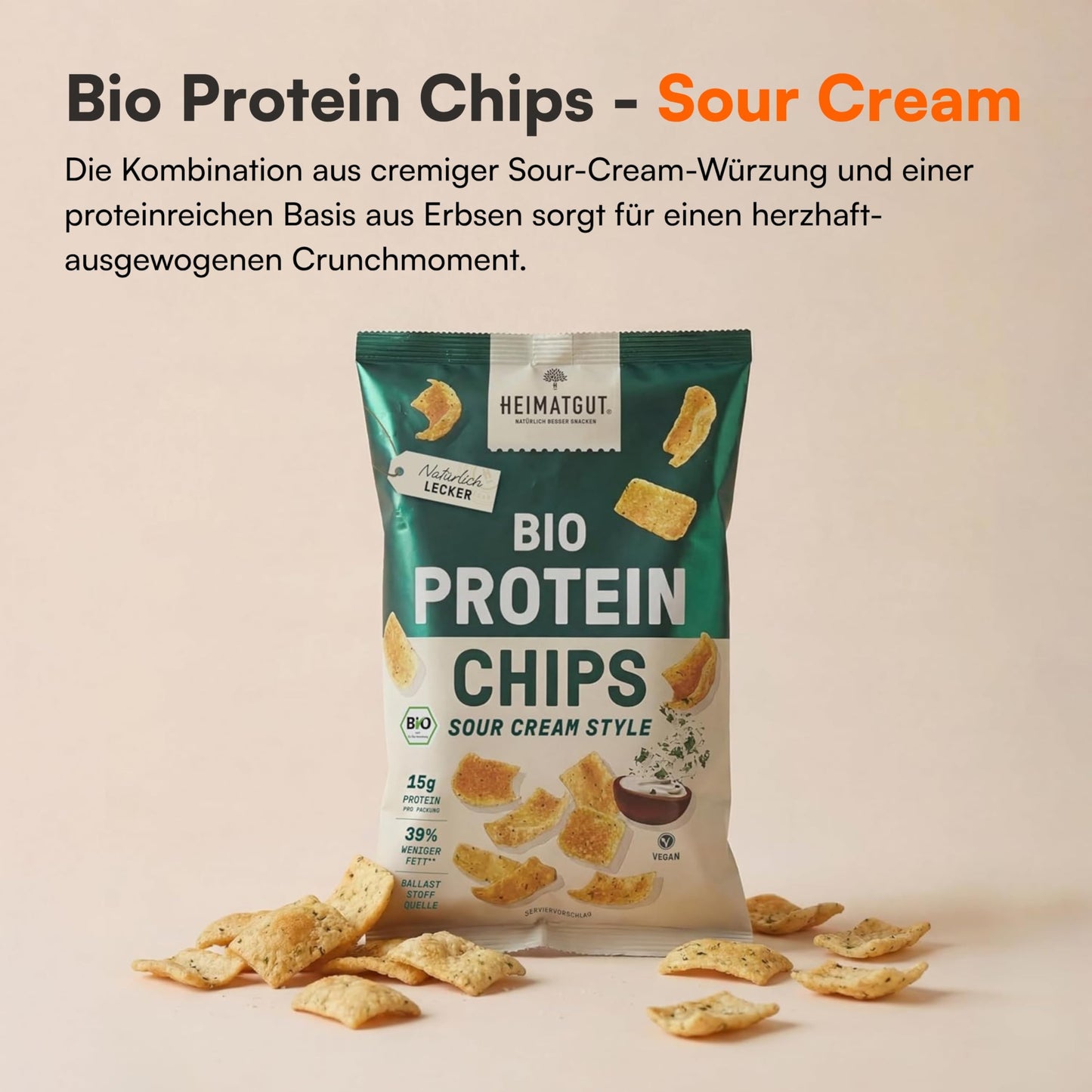 Bio Protein Chips Sour Cream Style 63g von Heimatgut