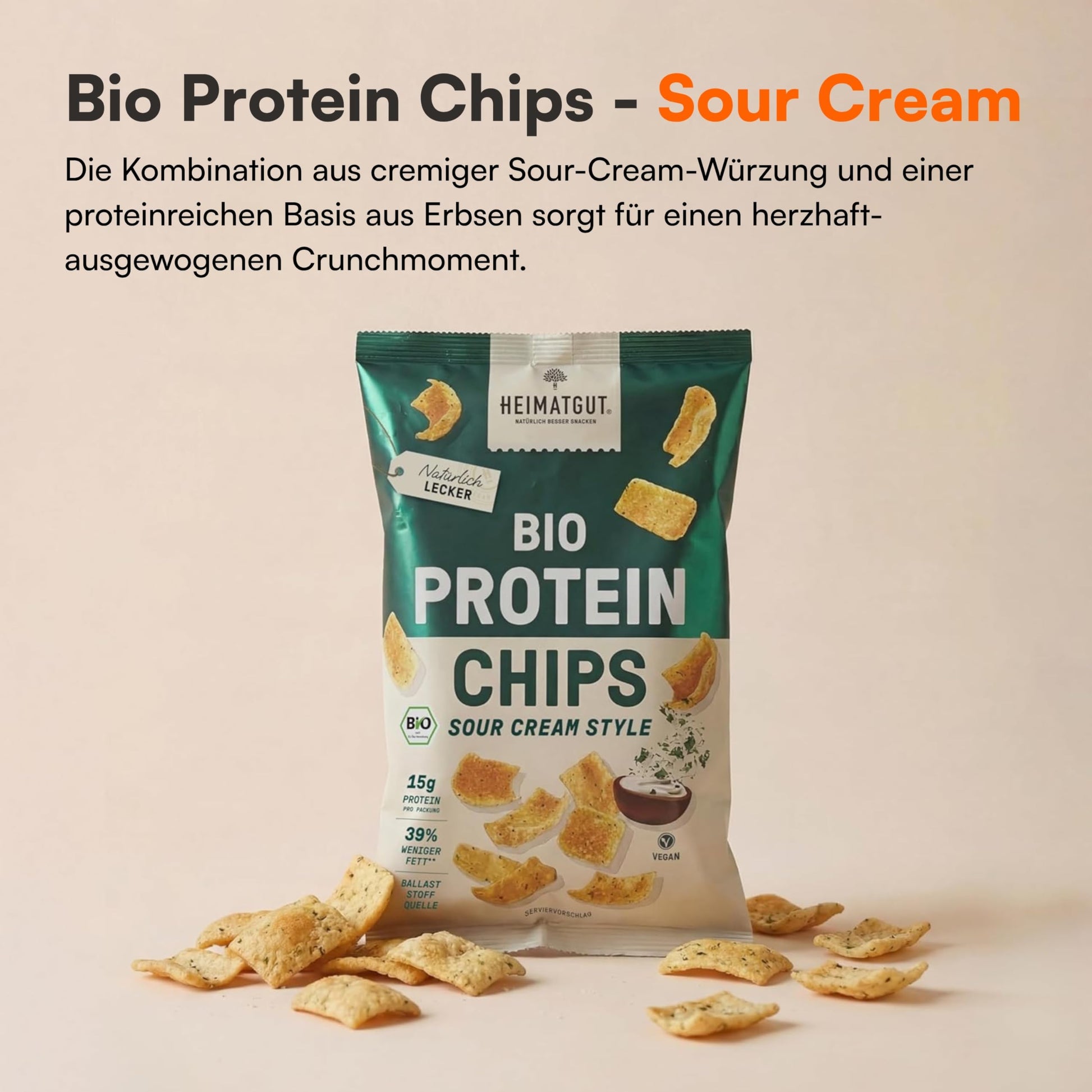 Bio Protein Chips Sour Cream Style 63g von Heimatgut