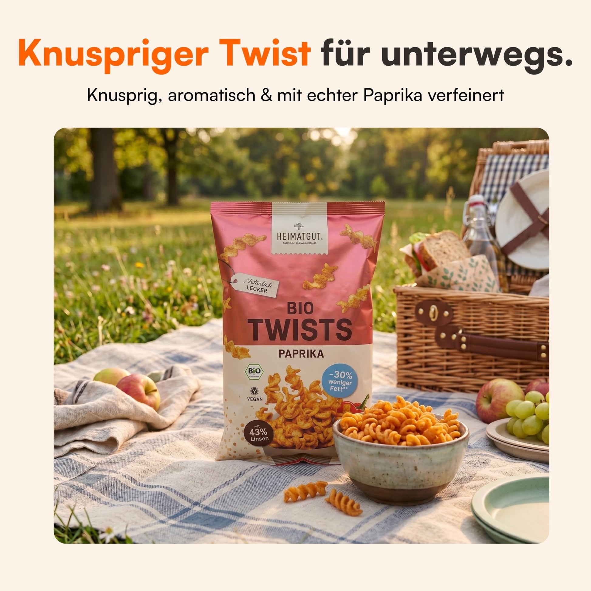 Bio Twists Paprika mit 12 g Eiweiß pro 100 g