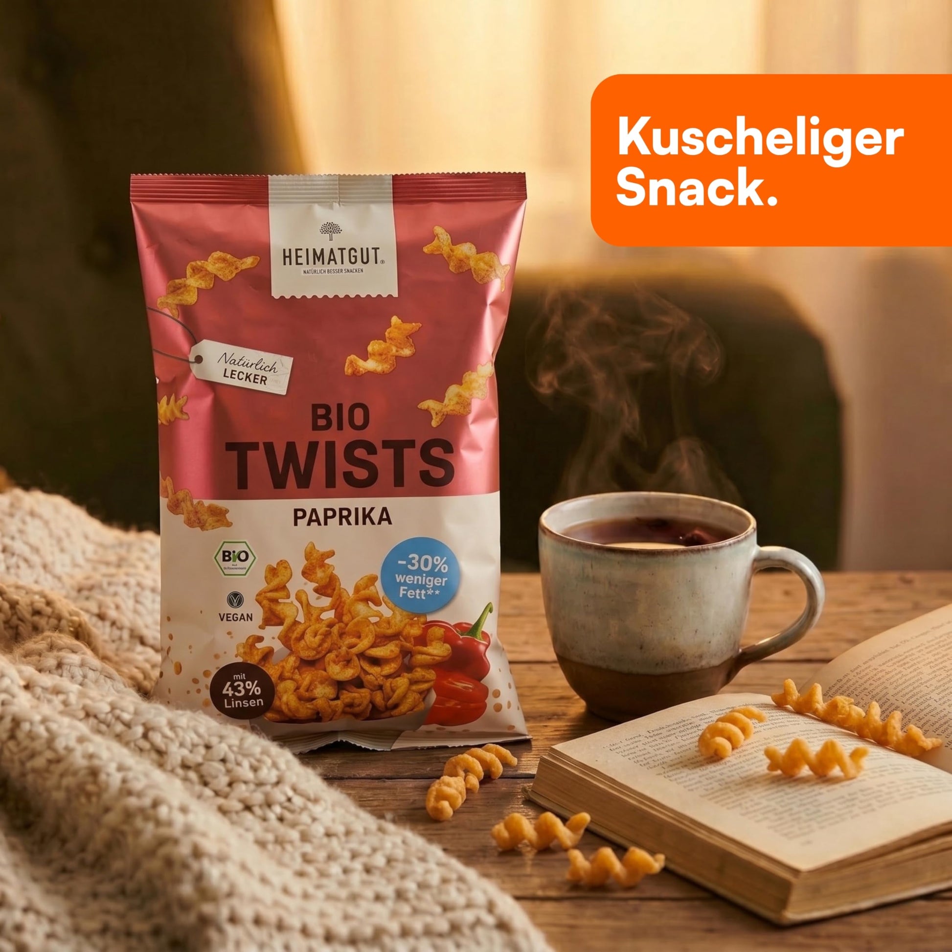 Bio Twists Paprika als Snack für die Schüssel