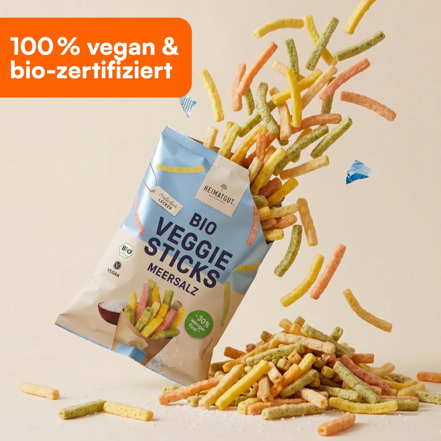 Bio Veggie Sticks Meersalz mit Spinat, Tomate und Rote Bete